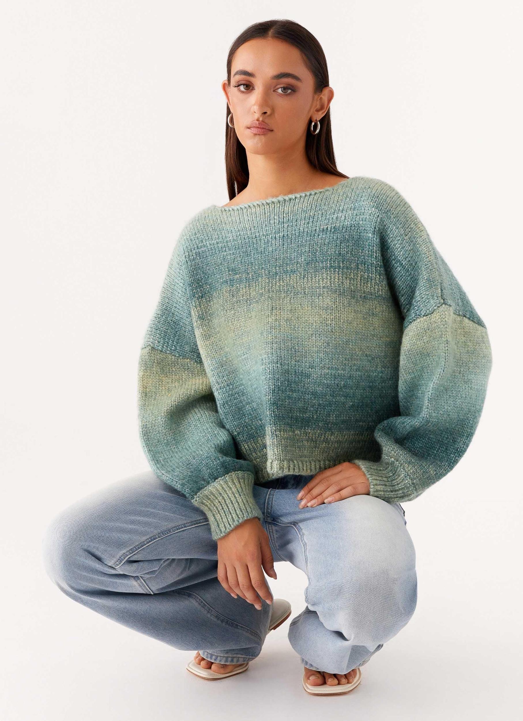 Lynne Oversized Jumper - Green Ombre Product Image