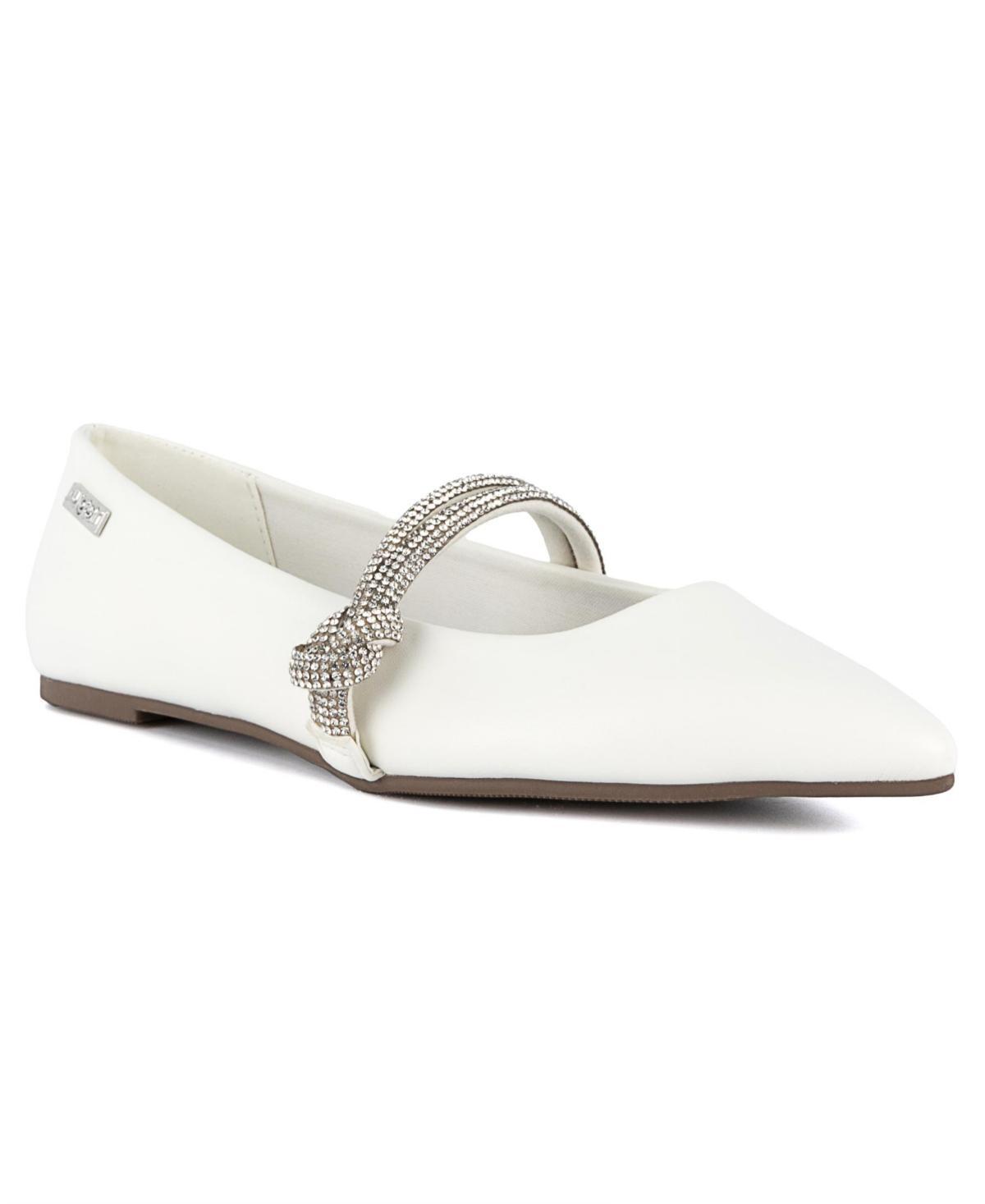 sugar Lingo Women's Rhinestone Flats, Size: 7.5, Beige Product Image