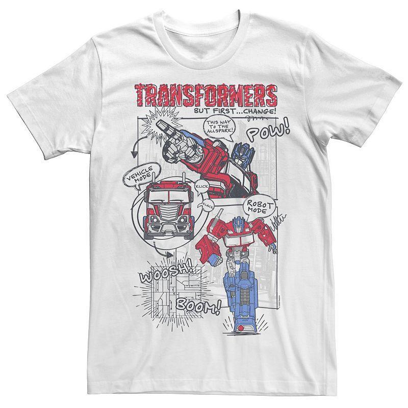 Men's Transformers Optimus Prime Transformation Comic Strip Tee, Size: Medium, White Product Image