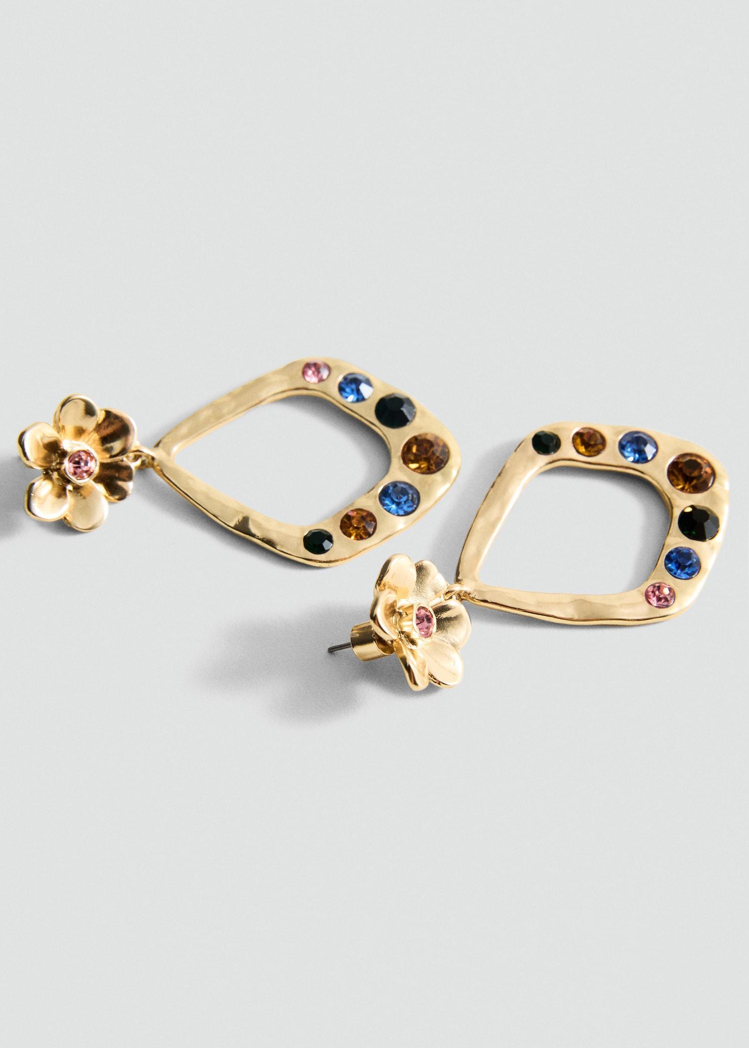 Geometric earrings with crystals detail - Women | MANGO USA Product Image