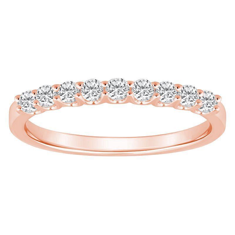 Alyson Layne 14k Gold 1/4 Carat T.W. Diamond 9-Stone Wedding Ring, Women's, Size: 5.50, Pink Product Image