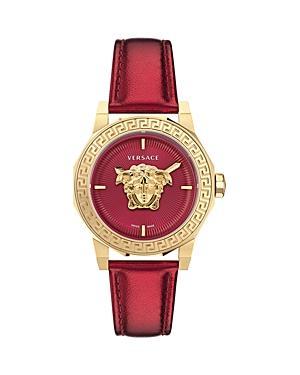 38mm Medusa Deco Watch with Leather Strap, Red Product Image