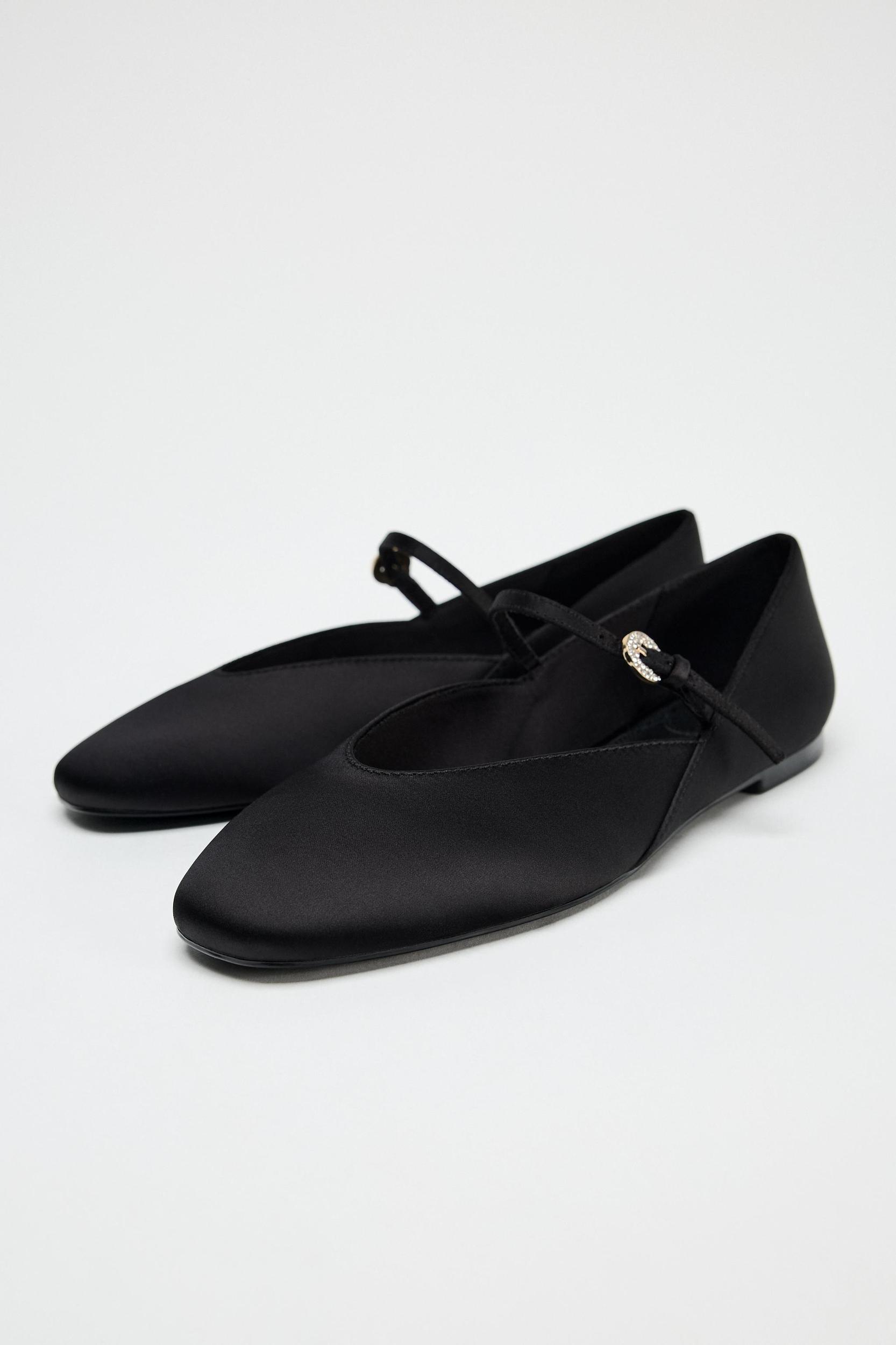 SATIN EFFECT BALLET FLATS Product Image