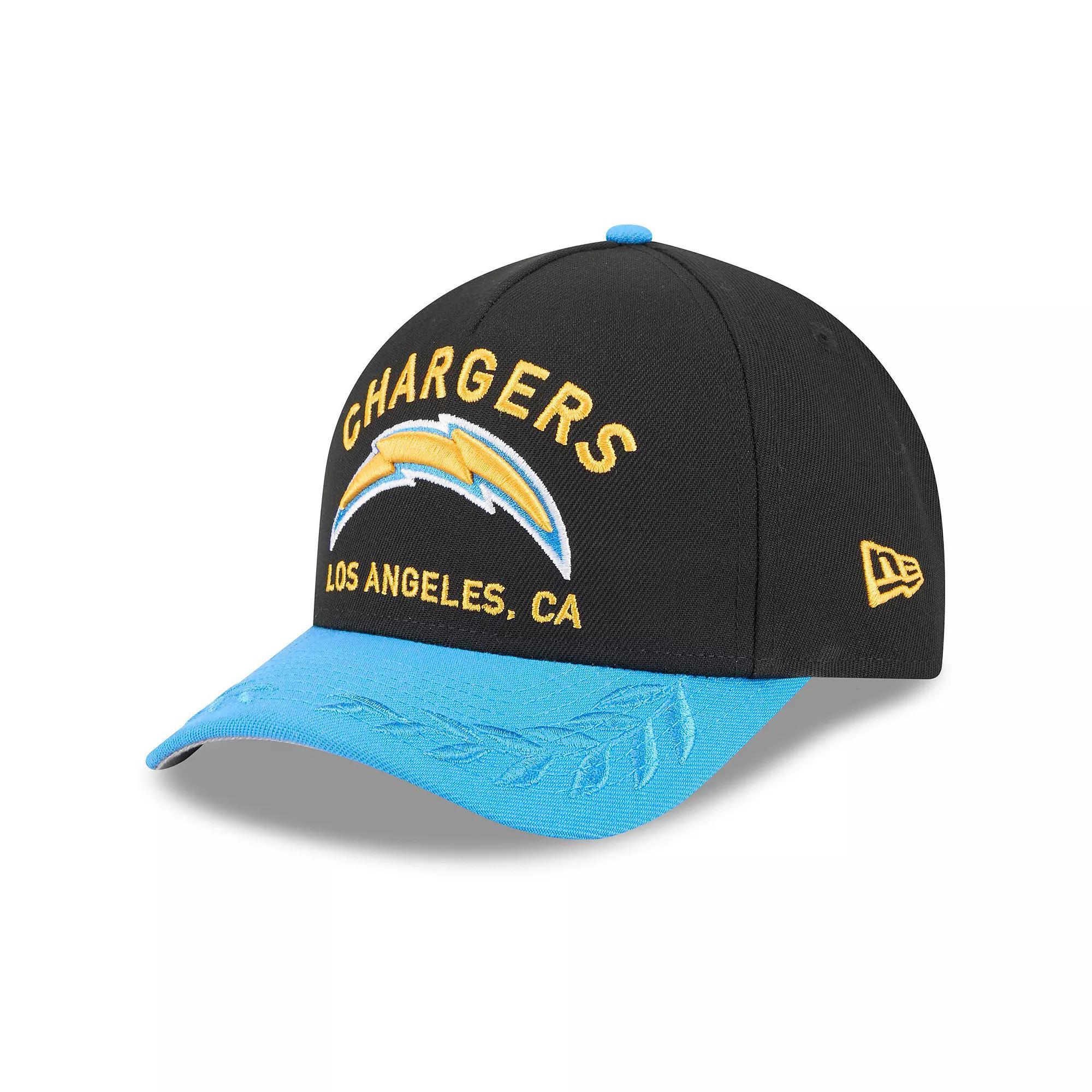 Men's New Era Black/Powder Blue Los Angeles Chargers 2025 NFL Draft 9FORTY A-Frame M-Crown Adjustable Hat Product Image