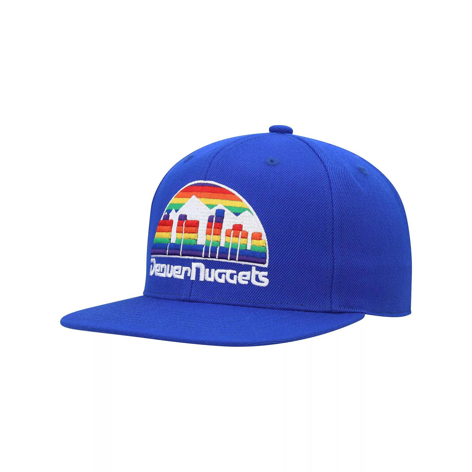 Men's Mitchell & Ness Royal Denver Nuggets Hardwood Classics MVP Team Ground 2.0 Fitted Hat, Size: 7 1/4, Nug Blue Product Image