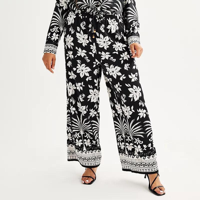 Plus Size INTEMPO Pull-On Wide Leg Pants, Womens Product Image