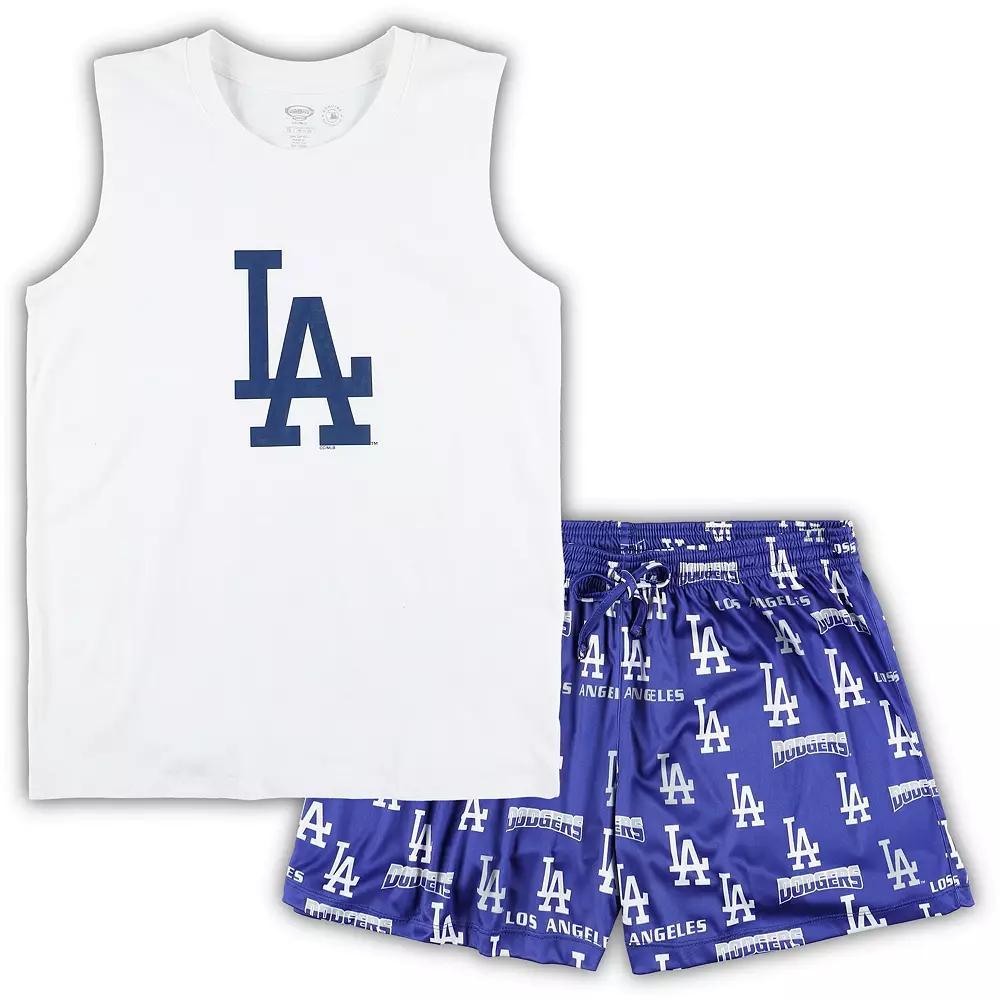 Women's Concepts Sport White/Royal Los Angeles Dodgers Plus Size Tank Top & Shorts Sleep Set, Size: 1XL Product Image