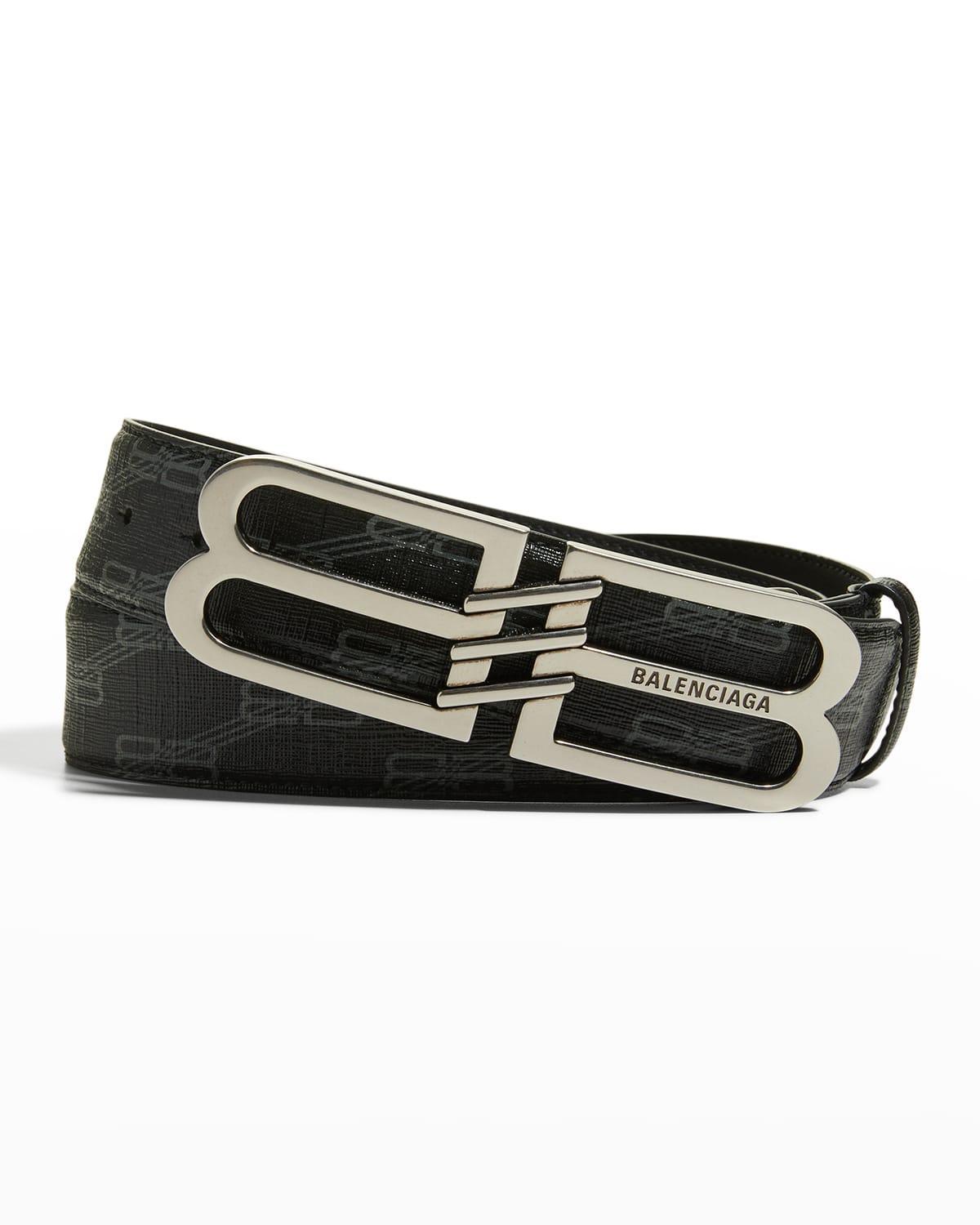 Balenciaga Mens Bb Signature Belt Bb Monogram Coated Canvas Product Image
