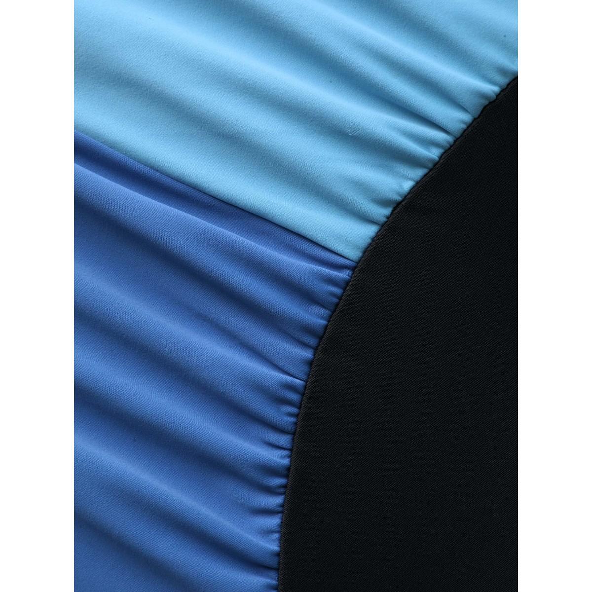 Plus Size Color Block Ruched One-Piece Swimsuit Women's Swimwear Indigo Beach Twist Curve Bathing Suits High stretch One Pieces BloomChic 10/M Product Image
