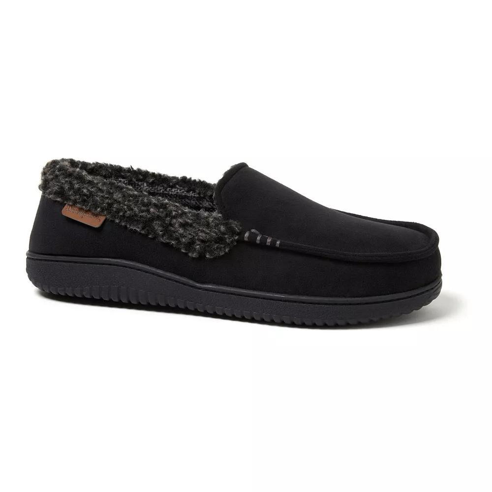 Dearfoams Alexander Microsuede Men's Moccasin Slippers, Size: Large, Black Product Image