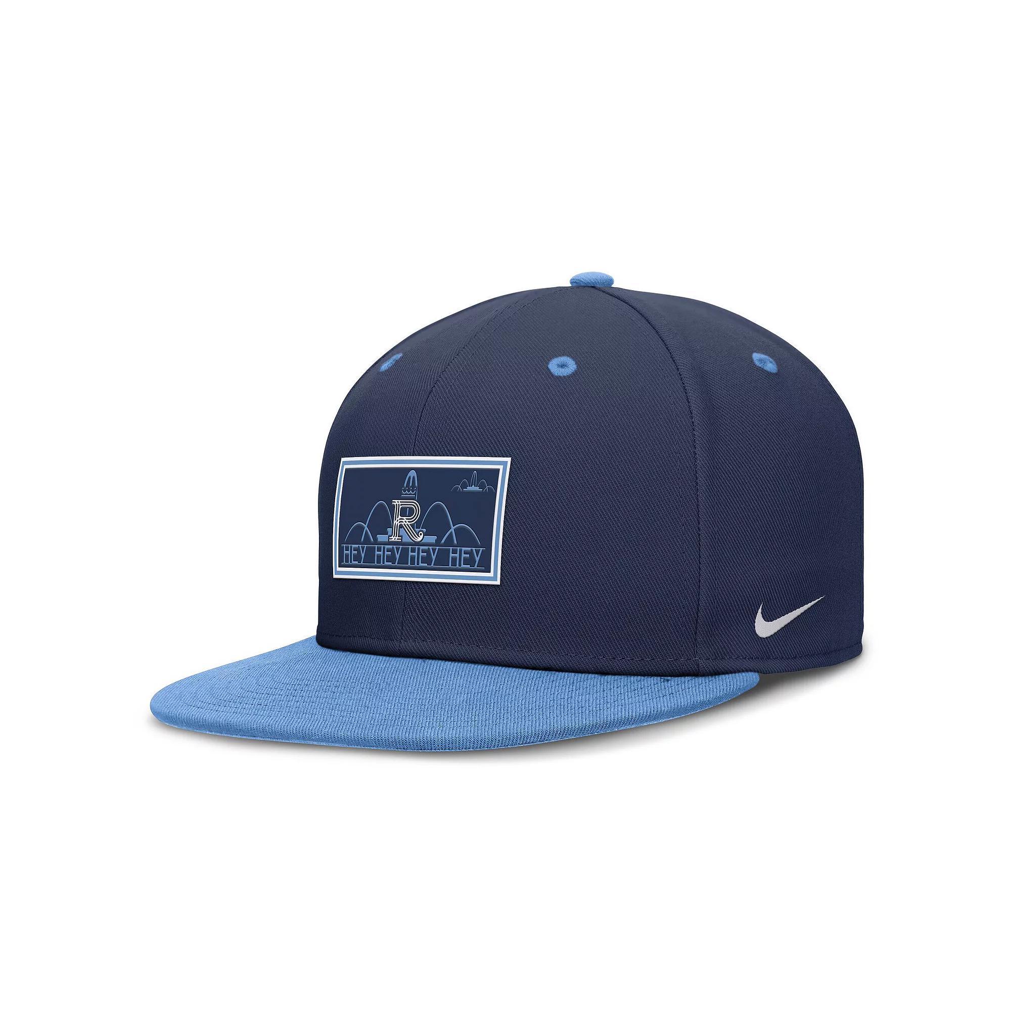 Men's Nike  Navy/Blue Kansas City Royals City Connect Patch Performance Fitted Hat, Size: 7 Product Image