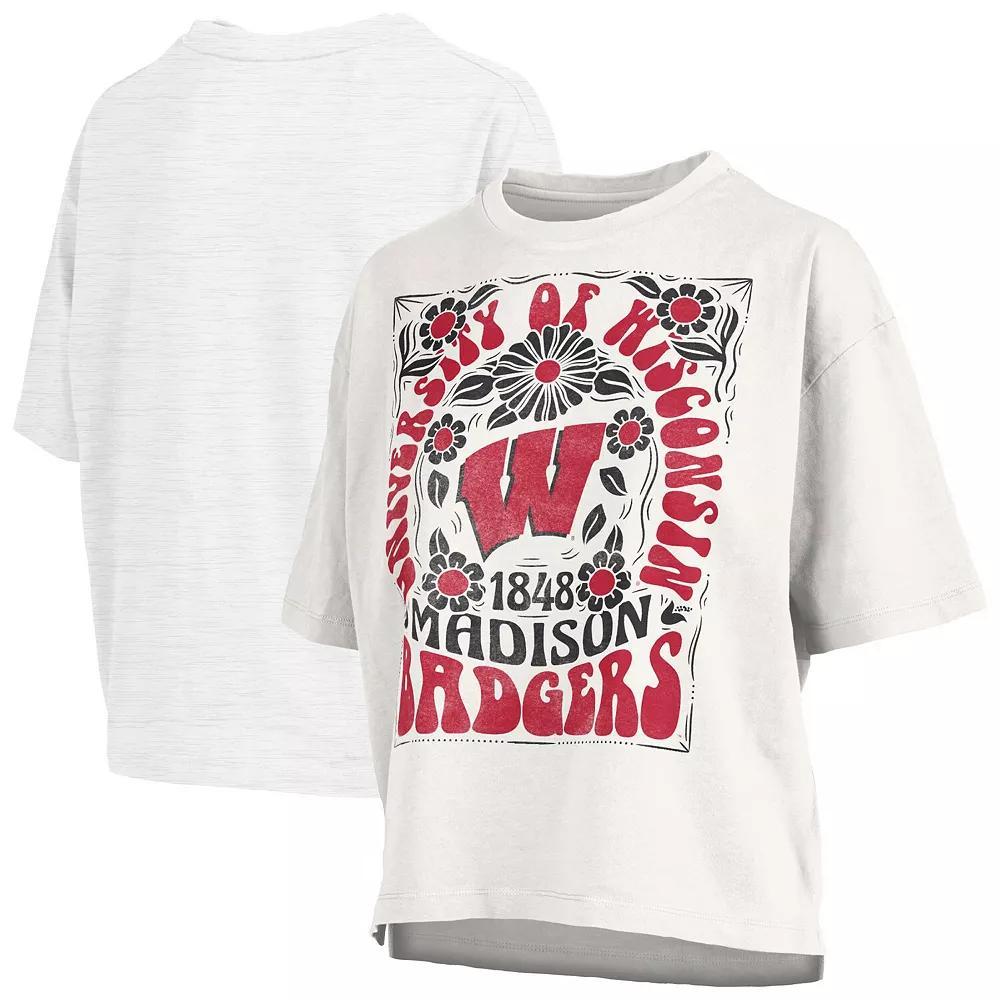 Women's Pressbox White Wisconsin Badgers Harmony Oversized T-Shirt, Size: Small Product Image
