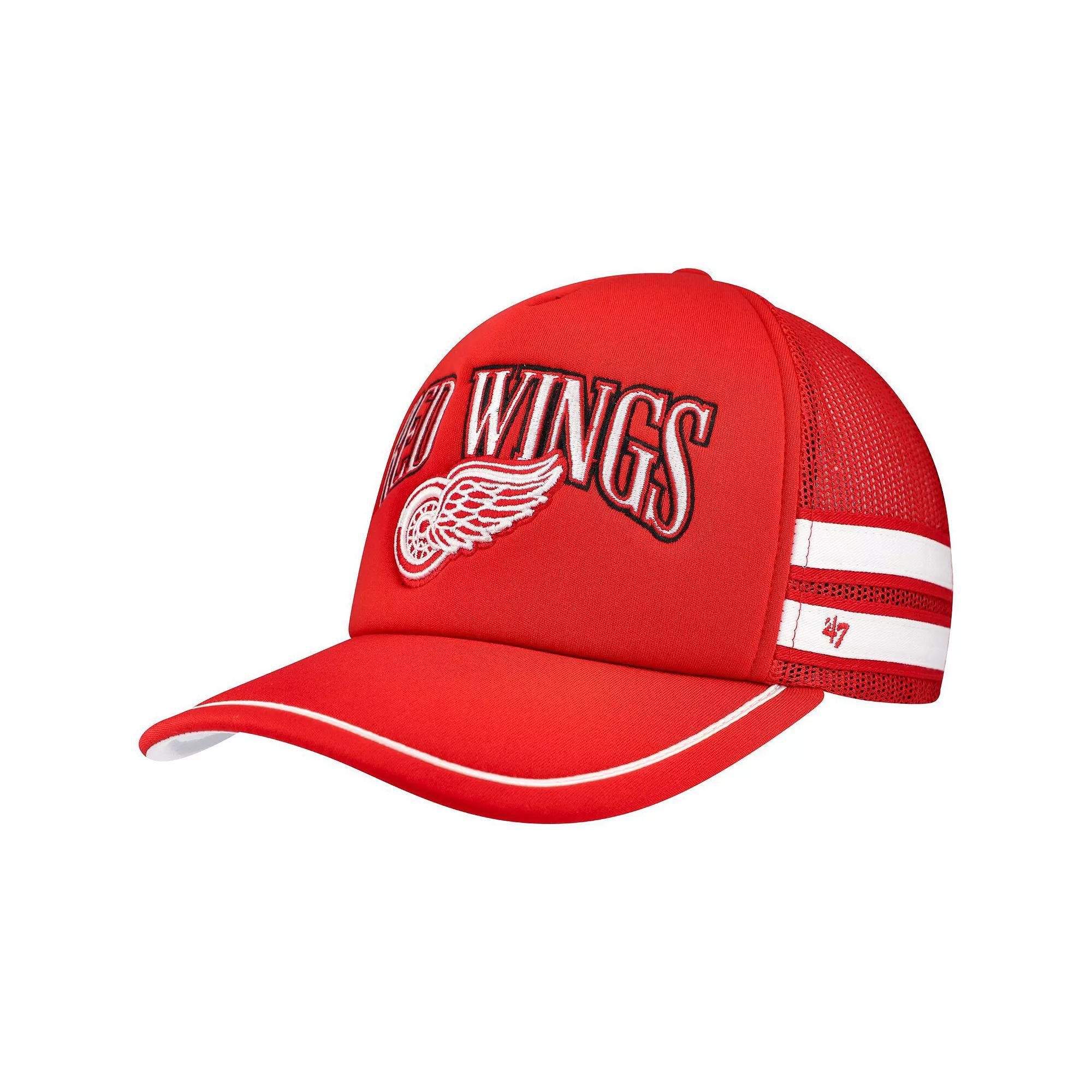 Mens 47 Detroit Wings Sideband Stripes Trucker Snapback Hat Product Image