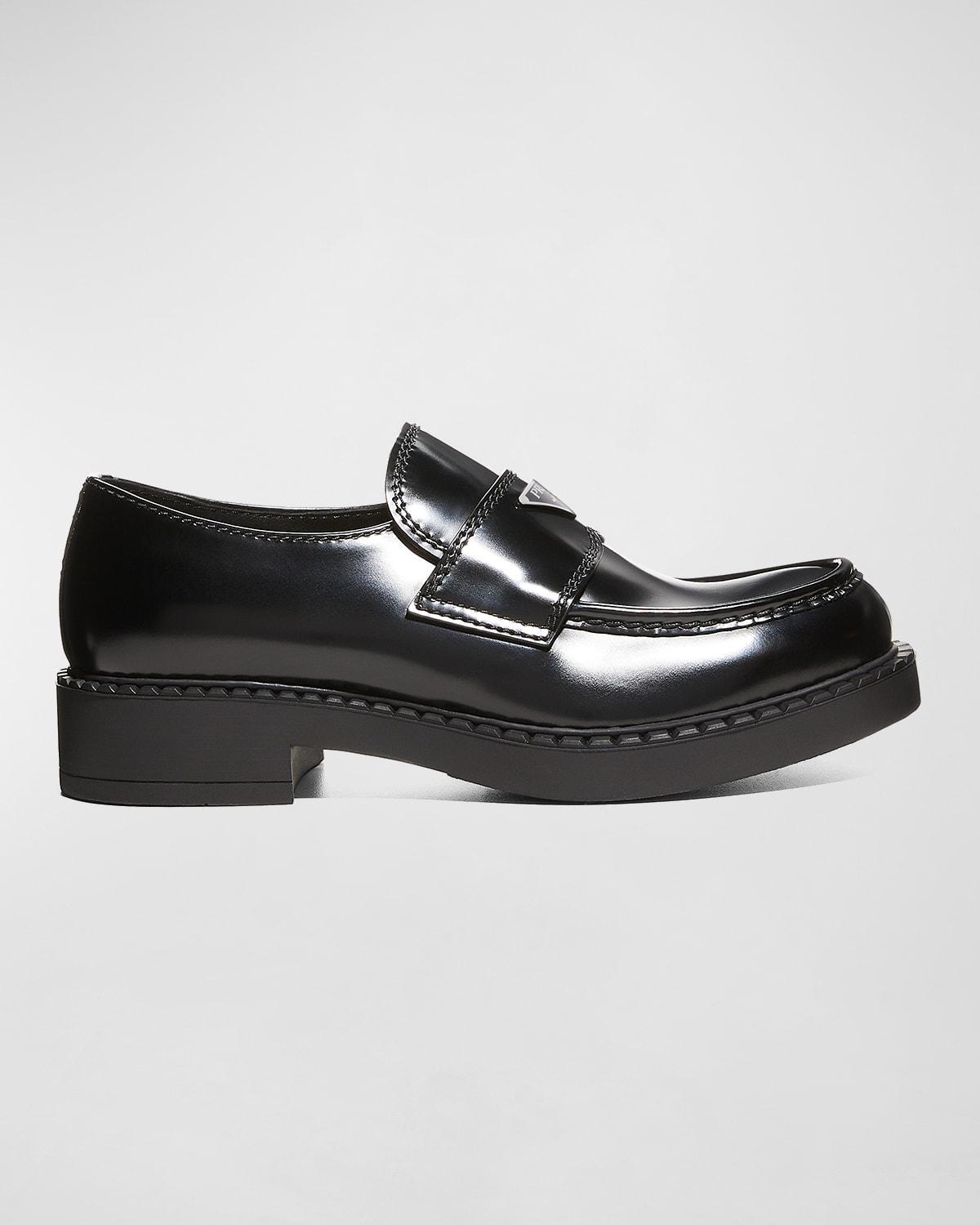 Mens Triangle Logo Leather Loafers Product Image