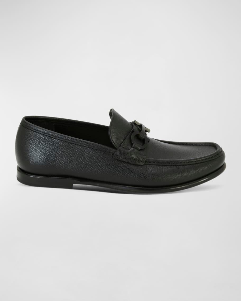 Ferragamo Mens Gancini Crown Bit Leather Loafers Product Image