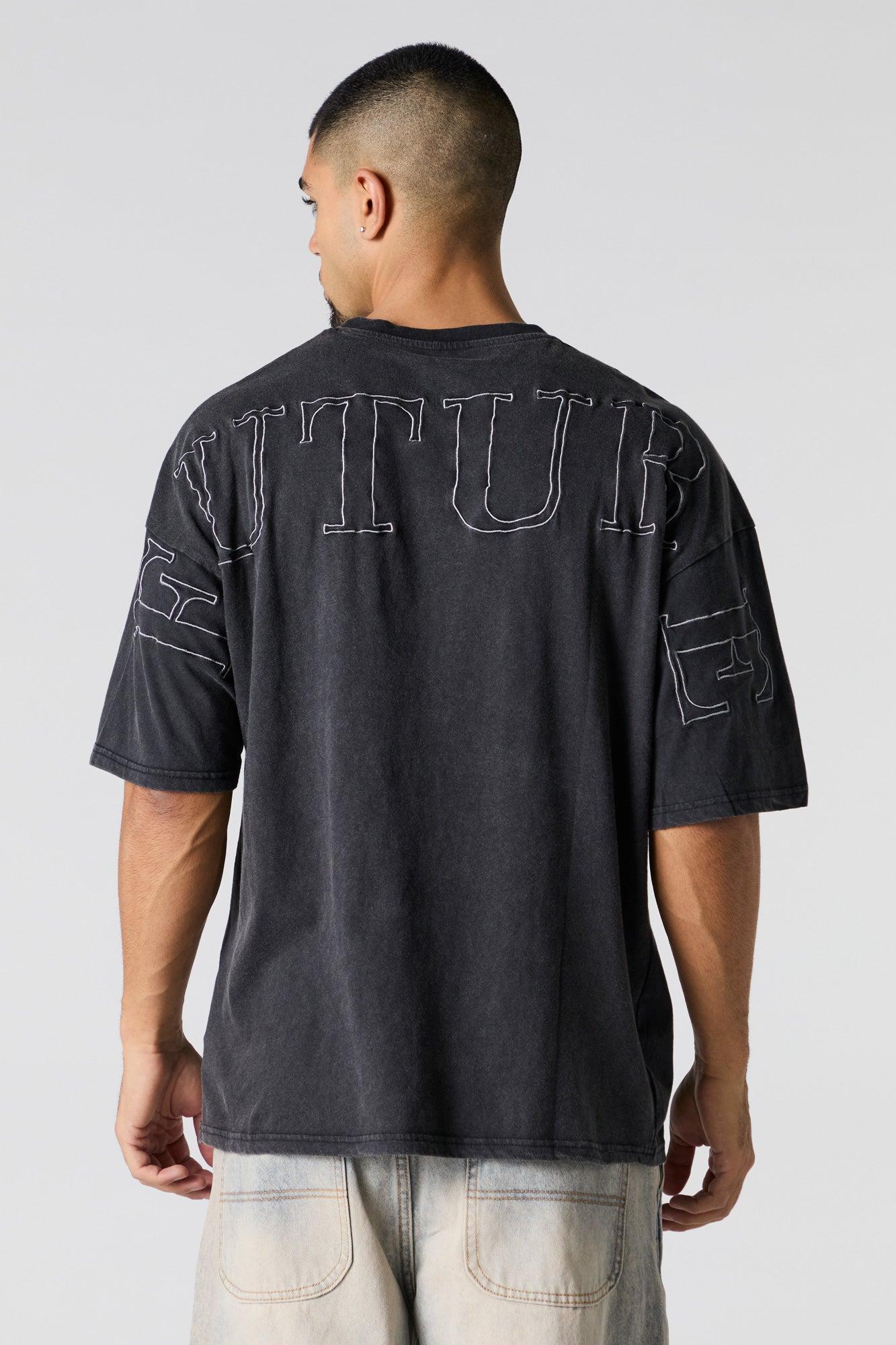 Embroidered Back Oversized Graphic T-Shirt Male Product Image