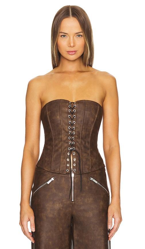 Faux Leather Lace Front Corset WeWoreWhat Product Image