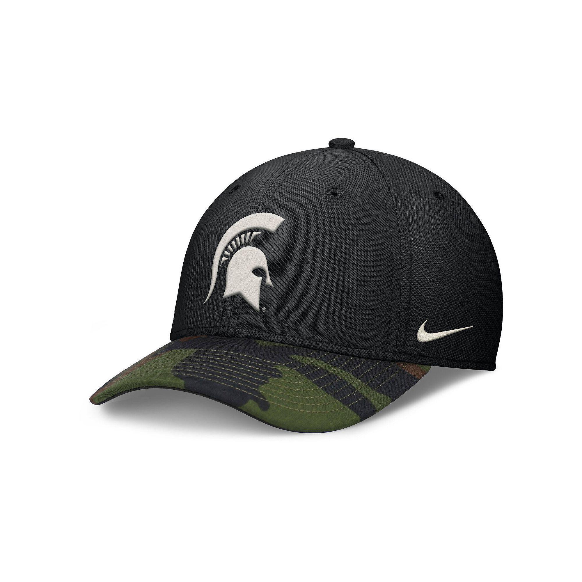 Men's Nike Black/Camo Michigan State Spartans 2024 Military Appreciation Rise Swoosh Performance Flex Hat, Size: Medium/Large Product Image