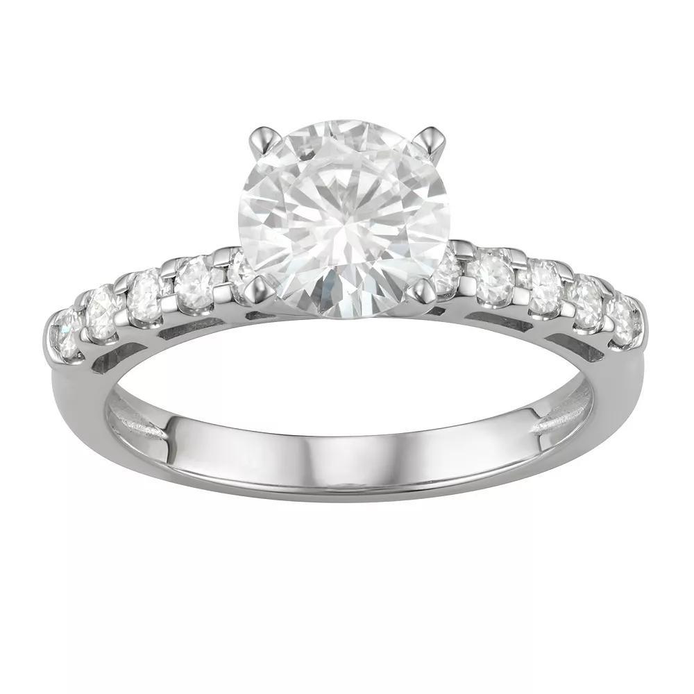 14K White Gold Lab-Created Moissanite 1 3/4 Ct. T.W. Solitaire Engagement Ring, Women's, Size: 9, 14kwh Gold Product Image