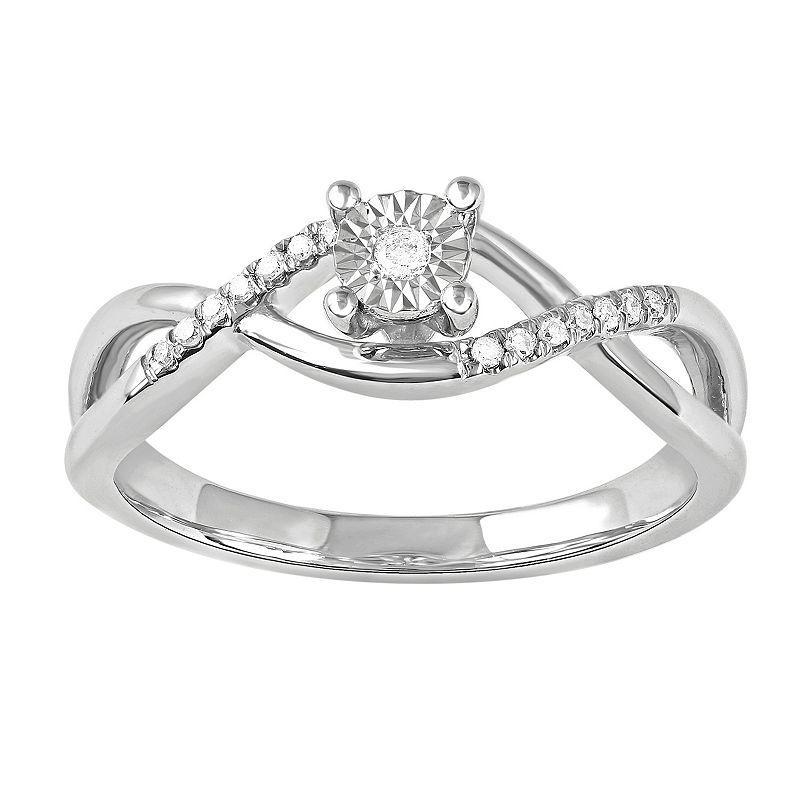 DeCouer Diamond Accent Crossover Promise Ring, Women's, Size: 9, Silver Tone Product Image