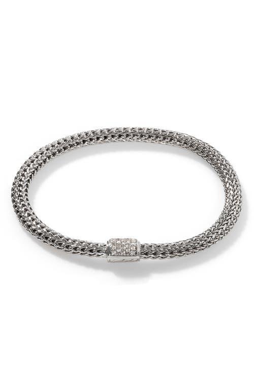 Womens Classic Chain Sterling Silver & 0.17 Diamond Bracelet Product Image