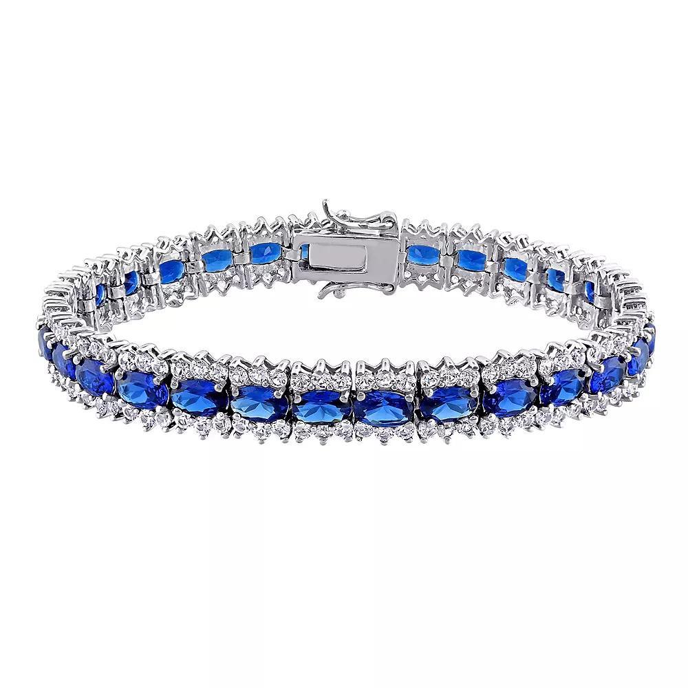 Stella Grace Sterling Silver Lab-Created Blue & White Sapphire Bracelet, Womens Product Image