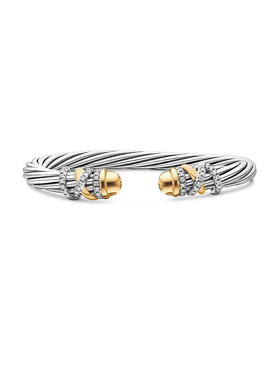 Womens Helena 18K Gold & Sterling Silver Pav Diamond Cuff Bracelet Product Image
