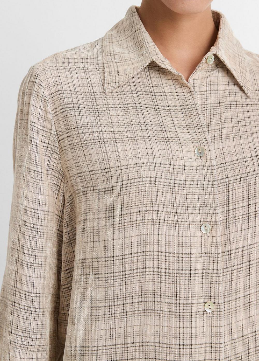 Womens Textured Plaid Button-Front Shirt, Ceramic Multi, Size XXS Vince Product Image