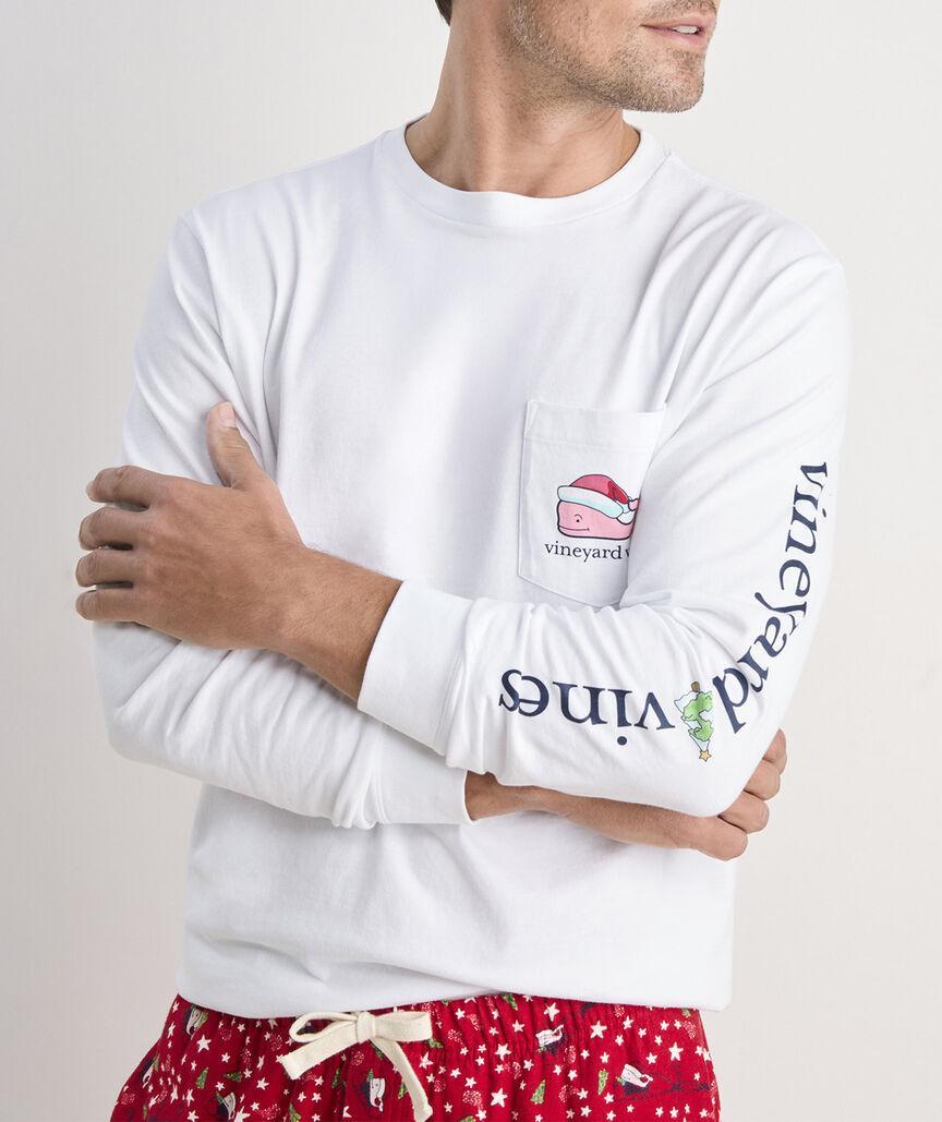 Santa Whale Long-Sleeve Pocket Tee Product Image