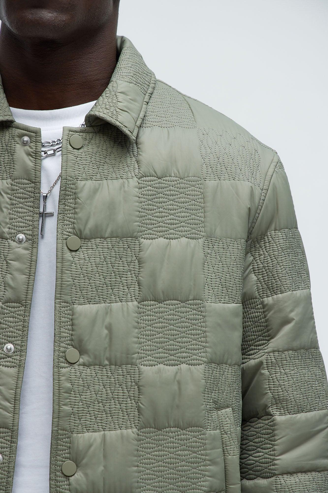 Laurel Checker Quilt Jacket - Olive Product Image