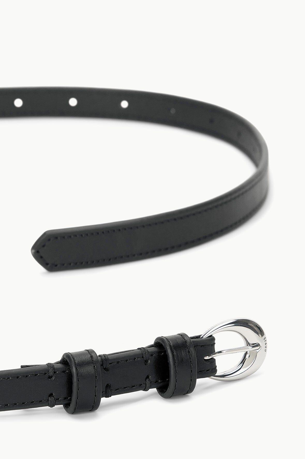 SLIM MOON BUCKLE BELT - 13MM | BLACK SILVER Product Image