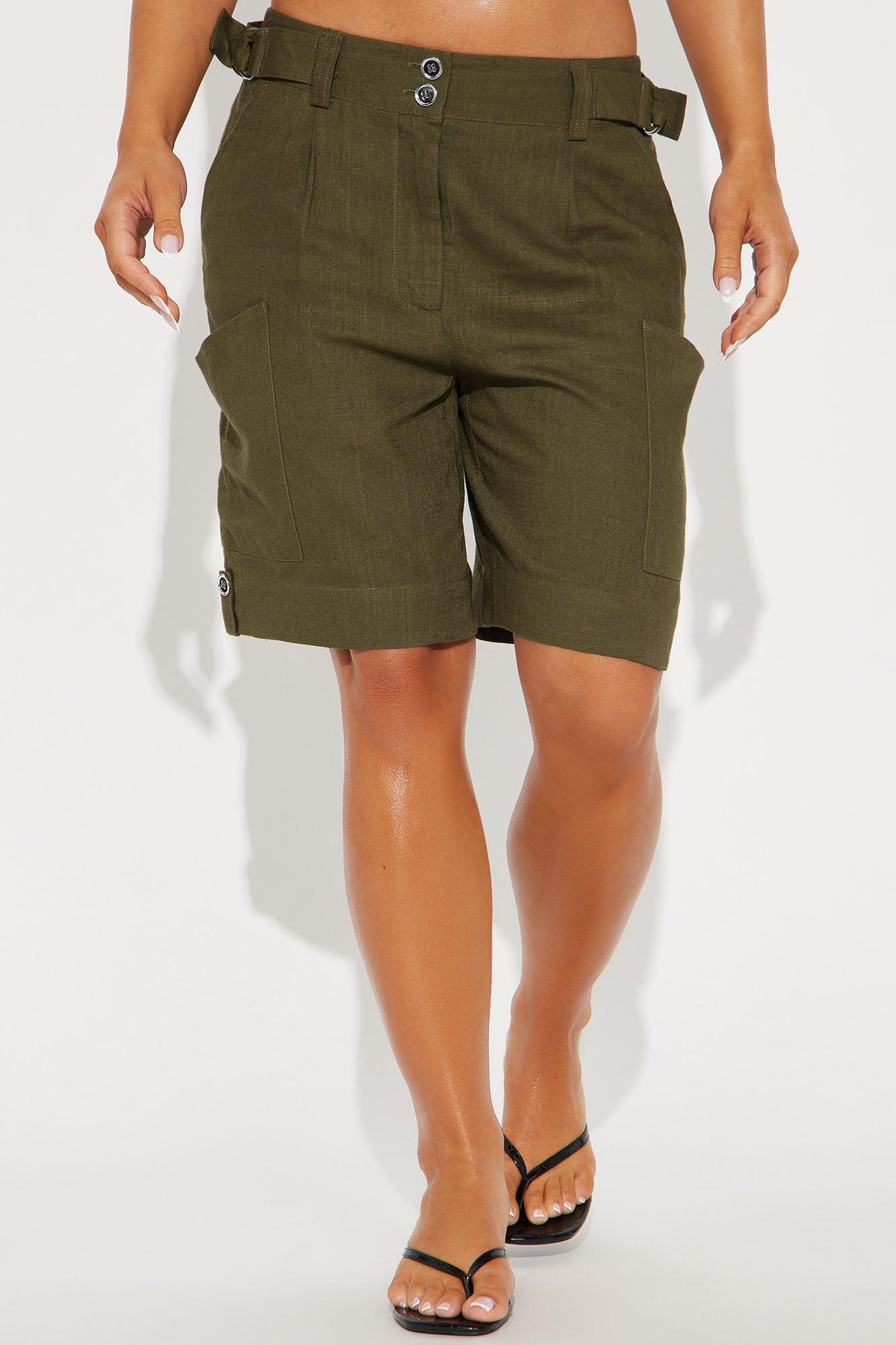 Take It Easy Linen Short - Olive Product Image