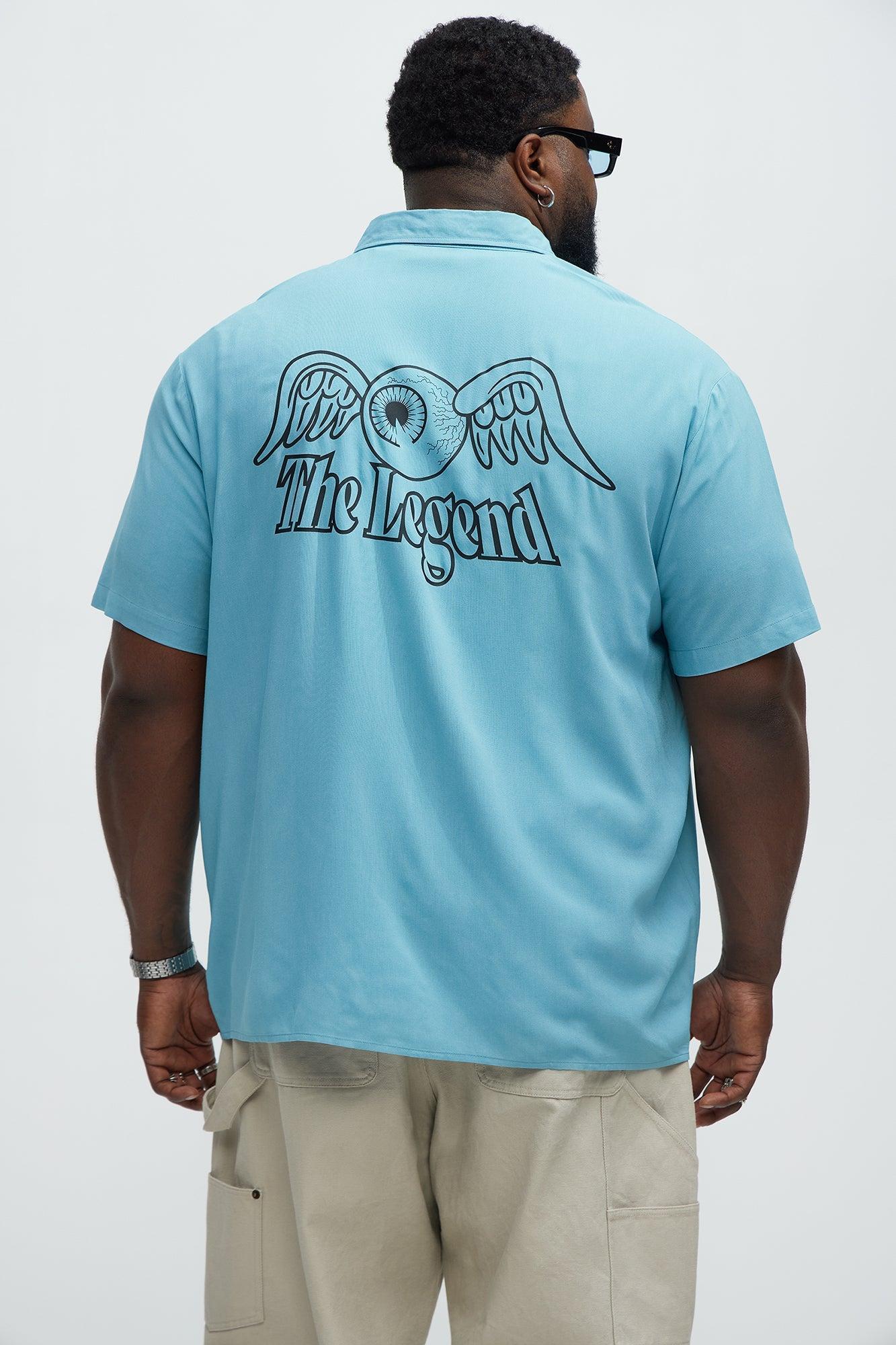 The Legend Von Dutch Short Sleeve Button Up Shirt - Blue Product Image