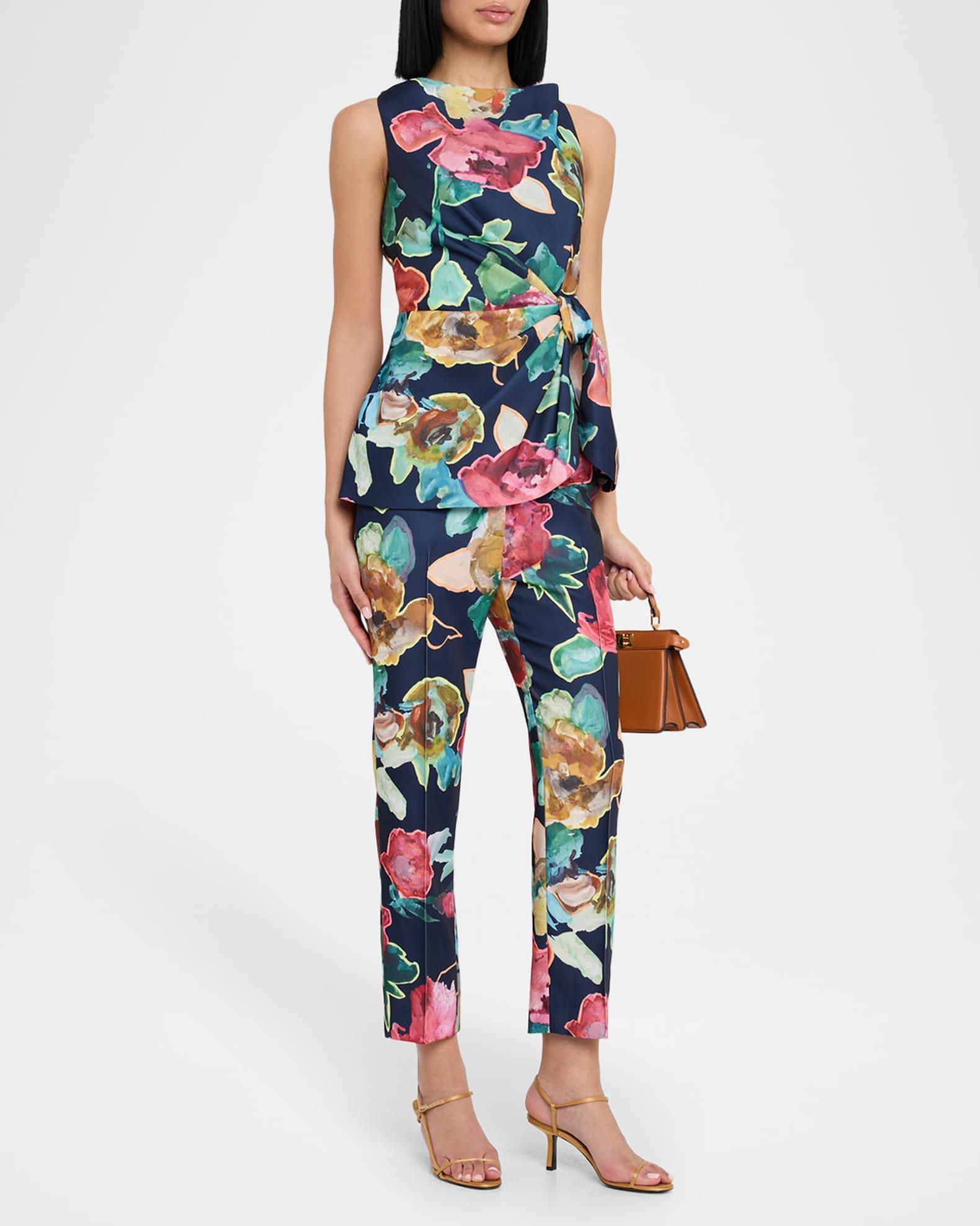 High-Neck Ruched Printed Crepe Top Product Image