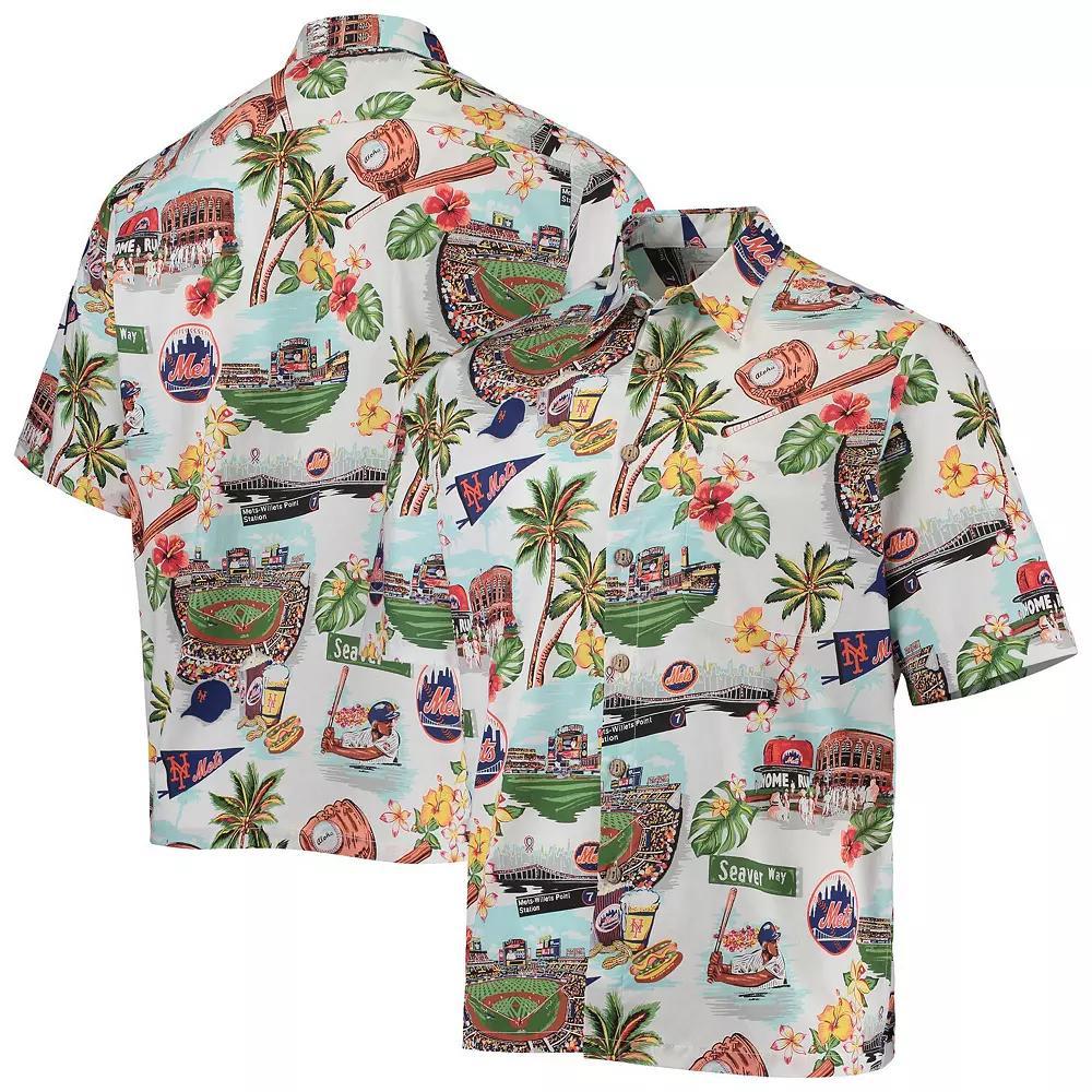 Men's Reyn Spooner White New York Mets Scenic Button-Up Shirt, Size: Small Product Image