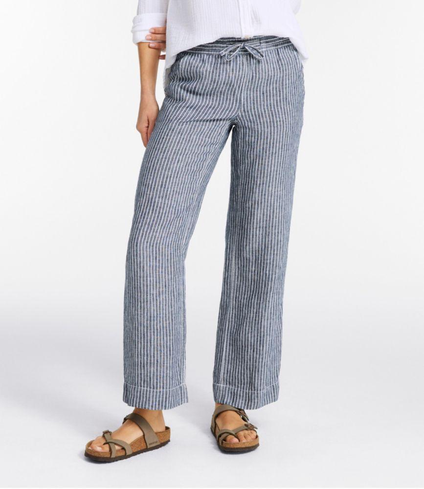 
                            Women's Premium Washable Linen Pull-On Pants, Stripe
                         Product Image
