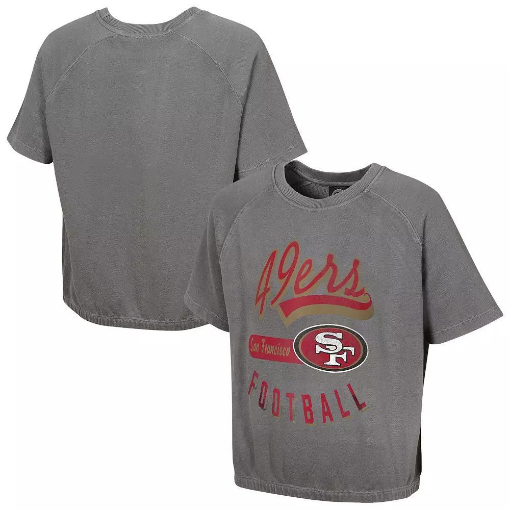 Women's  Gray San Francisco 49ers Mineral Wash Short Sleeve Top, Size: JR Medium, Grey Product Image