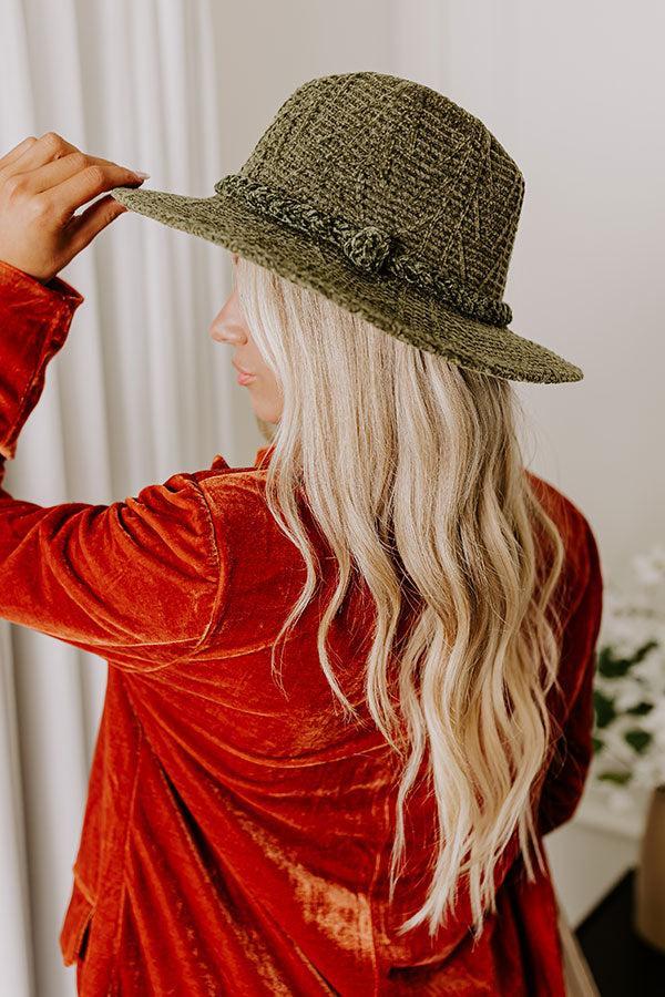 Fall Dreaming Chenille Woven Fedora in Olive Product Image