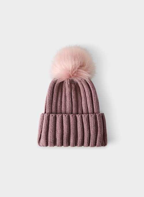 real faux fur pom cuffed beanie Product Image