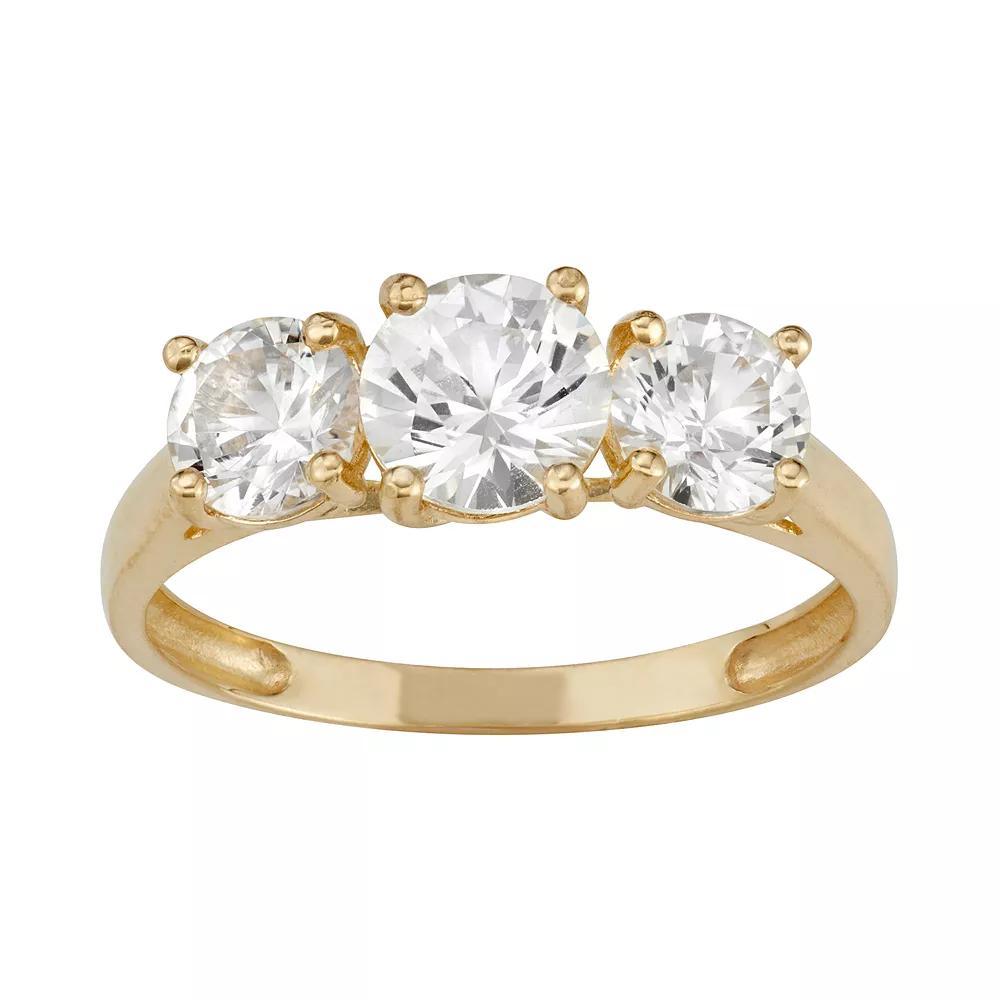 Designs by Gioelli 10k Gold 3-Stone Ring, Womens Created White Blue Product Image