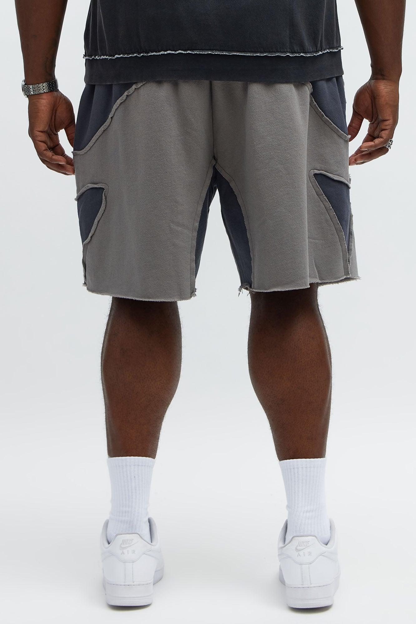 Patchwork Baggy Sweatshort - Grey Product Image