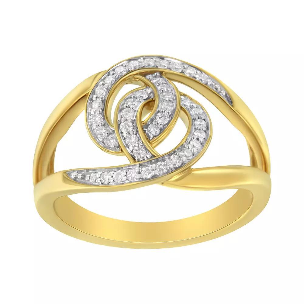 Haus of Brilliance 14k Gold Over Silver 1/4 Carat T.W. Diamond Loop Open Shank Bypass Ring, Women's, Size: 7, Gold Tone Product Image
