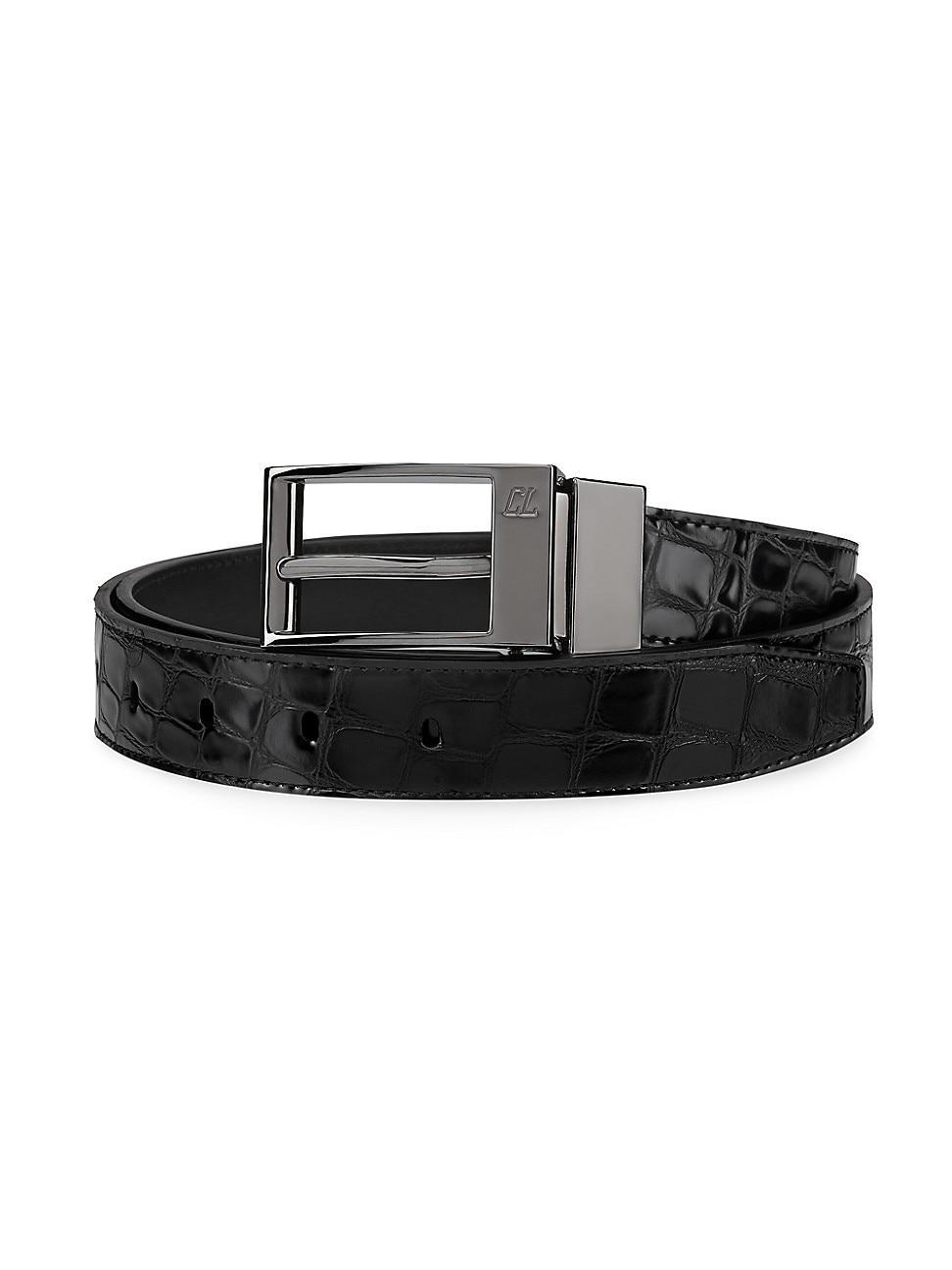 Mens Bizz Croc-Effect Leather Belt, 30mm Product Image