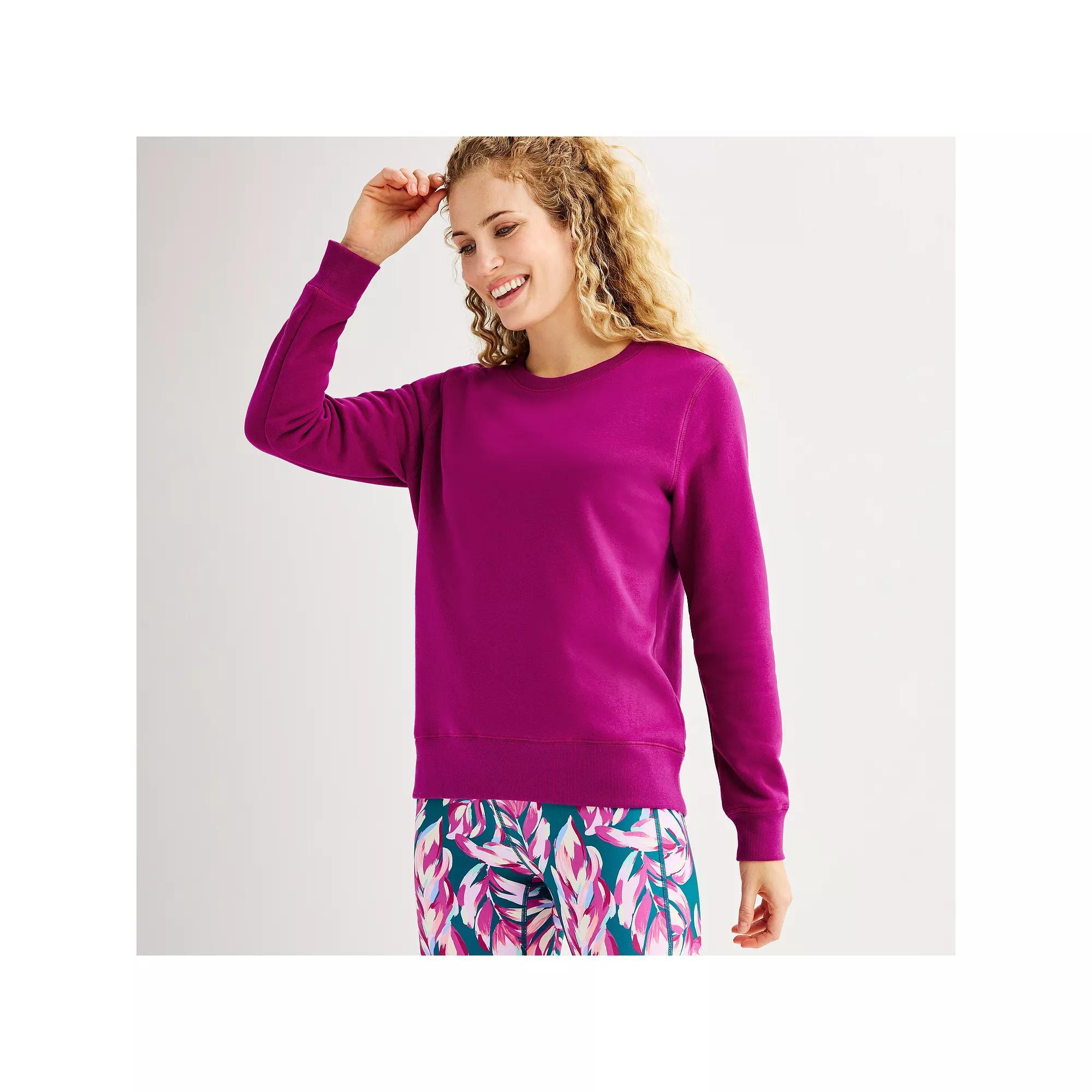 Women's Tek Gear® Ultrasoft Fleece Crewneck Sweatshirt, Size: Medium Tall, Pink Grigio Product Image
