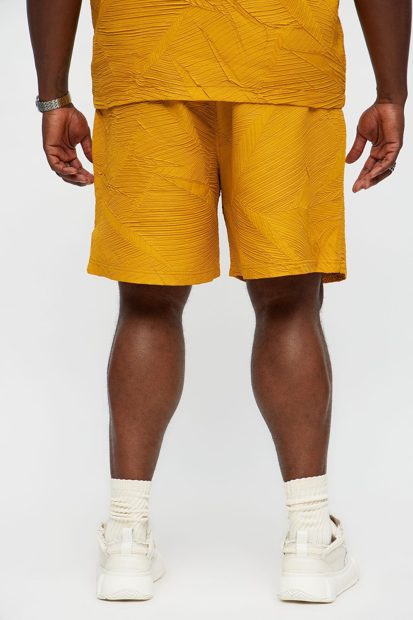Ponce Textured Relaxed Shorts - Mustard Male Product Image