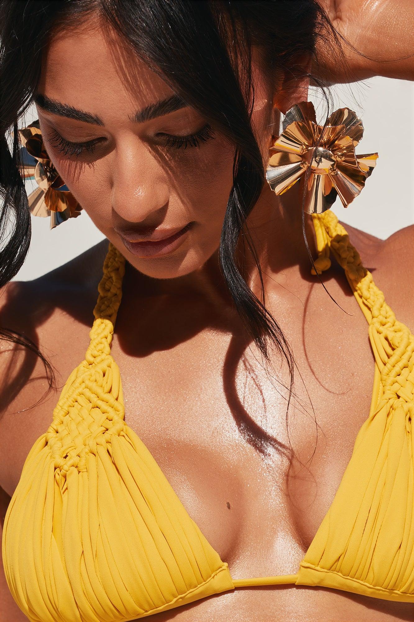 Mayra Tassels Macrame 2 Piece Bikini - Yellow Product Image