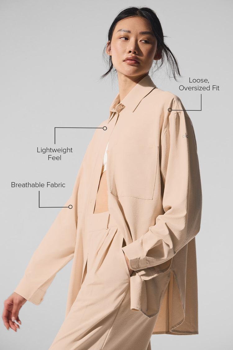Dreamscape Button Down Long Sleeve - Macadamia Product Image