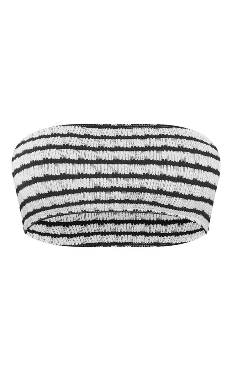 Monochrome Printed Crinkle Bandeau Bikini Top Product Image
