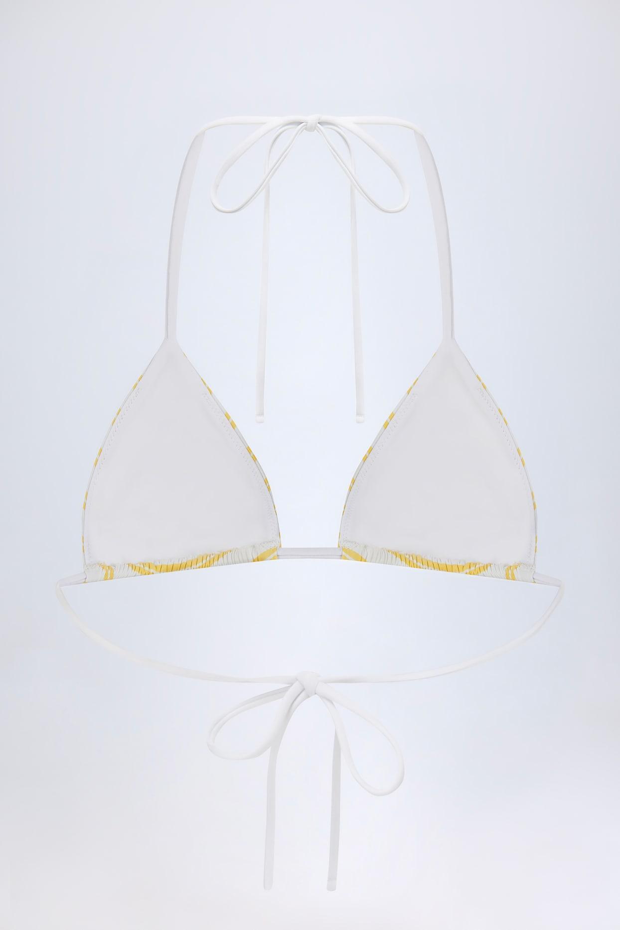 Triangle Bikini Top in Lemon Yellow Double Stripe Product Image