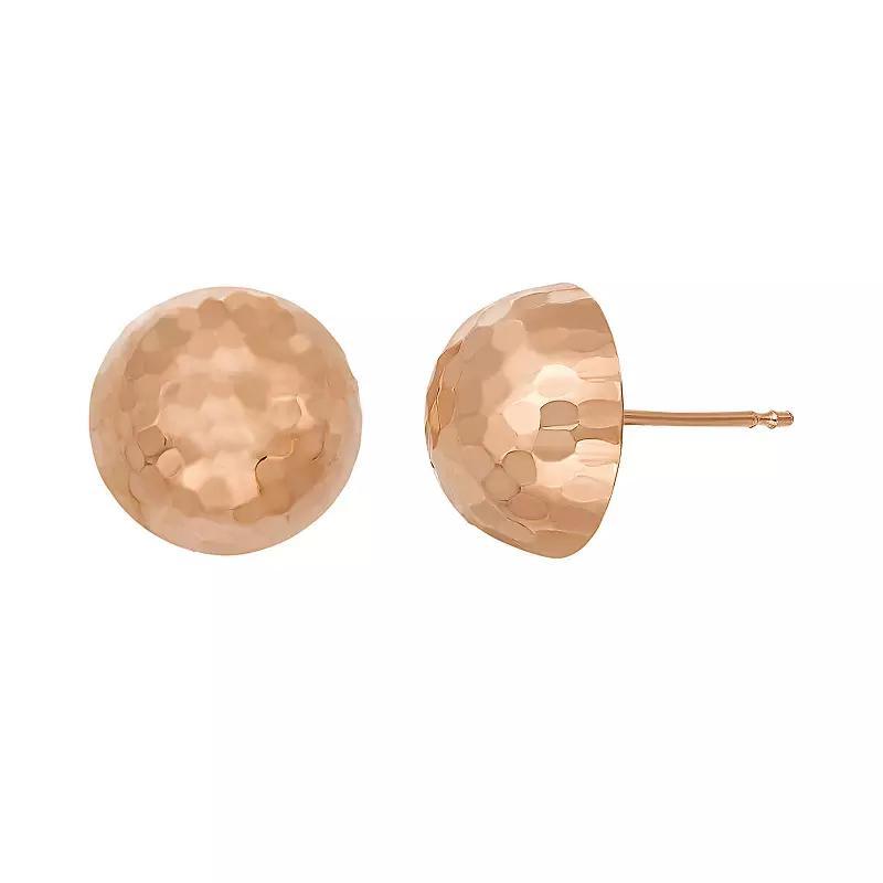 Jordan Blue 14k Gold Hammered Dome Stud Earrings, Women's, 14k Rose Gold Product Image